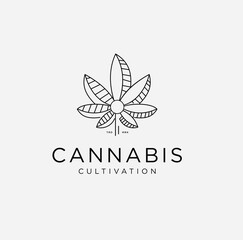 Obraz premium Vintage Cannabis Hemp Cbd Logo Several Leaf And Sacred Geometry