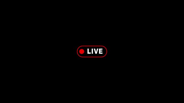 Live text icon animation on black background,neon live chat text 4k video animation,live video broadcasting icon animation.