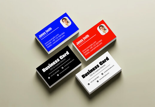 Business Card Mockup Set with Multiple Color