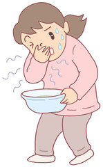 疾患・疾病のイラスト - 吐き気・嘔吐・悪心・むかつき