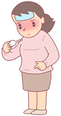 疾患・疾病のイラスト - 発熱・高熱・体調不良