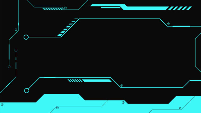 Abstract green and black hi tech horizontal and sci-fi background with cyberpunk style design