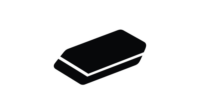 Simple black and white illustration of a rectangular eraser object