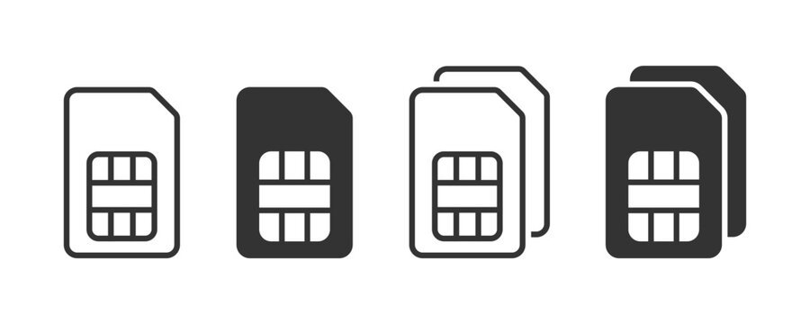 SIM card vector line icon set. SIM card icon symbol. SIM card mobile icon. Vector illustration