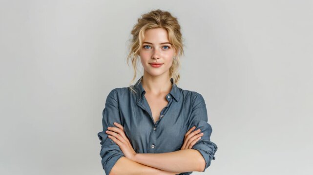 Woman with Arms Crossed Nodding in Confident Acknowledgment