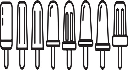 Assorted popsicles and ice cream bars in various shapes and flavors Vector