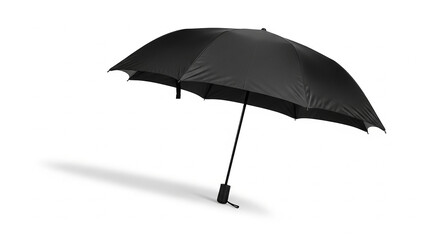 Obraz premium Black Open Umbrella Isolated on White Background with Shadow