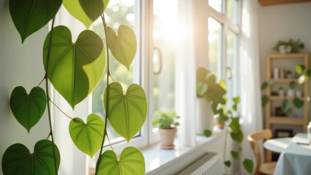 Heart-Shaped Philodendron Leaves &ndash; Botanical Interior Design Elements for Wellness Blogs and Home Styling Inspiration