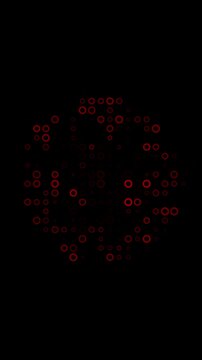 Digital pattern red circles abstract grid data flow tech background animated rings