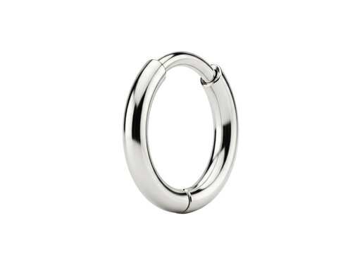 A shiny silver hoop earring on a white background isolated on transparent background