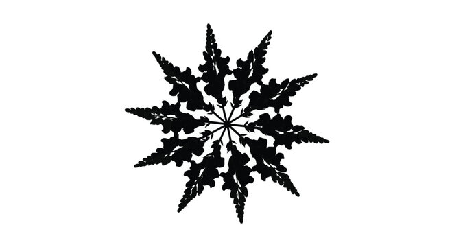 Intricate black organic starburst pattern on a clean white background