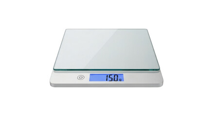 Minimalist Digital Kitchen Scale with Tempered Glass Top on Transparent Background