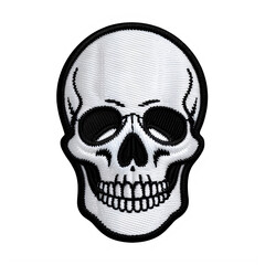 Obraz premium Embroidered White Skull Patch with Black Outline isolated on a transparent background