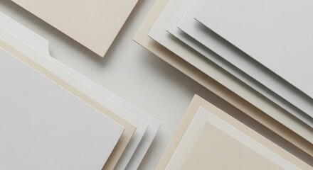 Obraz premium Minimalist beige and white 3D paper layers abstract background