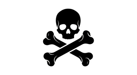 A black skull and crossbones symbol on a transparent background used for warning labels