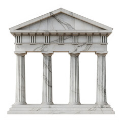 Obraz premium White marble classical temple facade with columns isolated on a transparent background