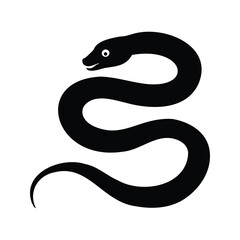 Fototapeta premium Silhouette of a snake, sleek and coiled, elegant vector illustration for design projects, sea snake silhouette vector illustration