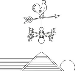 Weather vane with a cross symbol isolated on white background, simple vector illustration design