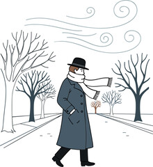 Winter Park Woman Cartoon Illustration