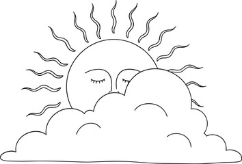 Sunny weather icon with clouds and sun vector illustration