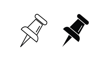 Two push pins in black and white on a plain background for office or design use