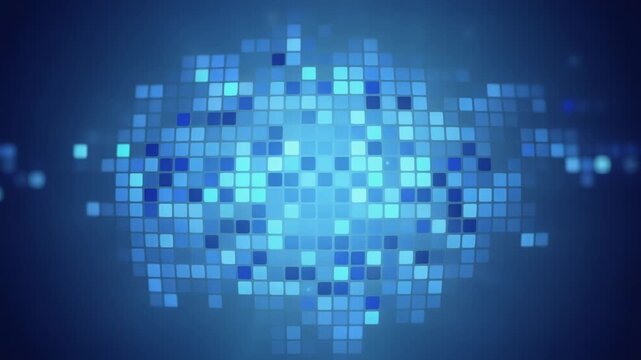 Abstract digital blue mosaic background with glowing pixel pattern for technology and innovation