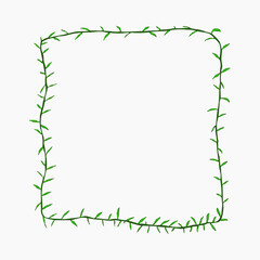 Fototapeta premium Green leafy vine border frame for decorative design and layout