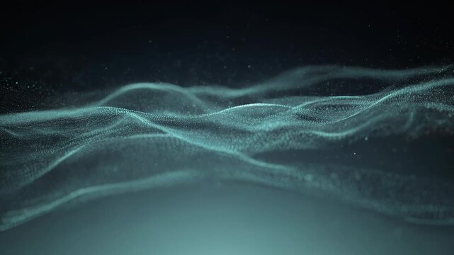 Abstract digital wave background with flowing particles and futuristic technology concept