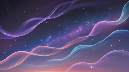 Obraz premium Colorful Fantasy Galaxy Waves with Stars in Dreamy Night Sky