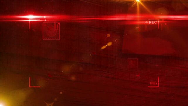 News Background Cinematic Camcorder, Recorder Viewfinder With Red Screen, Alpha Channel Recording Concept