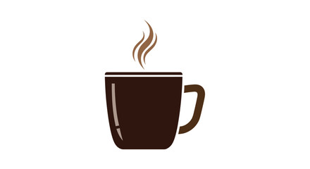 Obraz premium A simple vector illustration of a dark brown coffee cup with rising steam