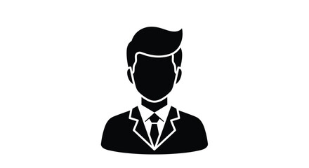 Black silhouette of a man in a suit and tie facing forward