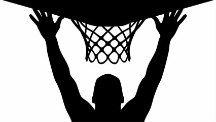 Silhouette of basketball player dunking ball in hoop © Muneeb