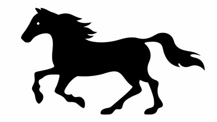 Running horse silhouette in motion with flowing mane © Muneeb