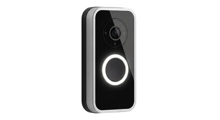 Smart Doorbell with Built-in Camera Black and Silver on Transparent Background