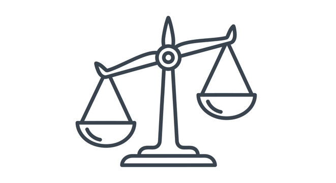 Simple line drawing of a balance scale representing justice and equality