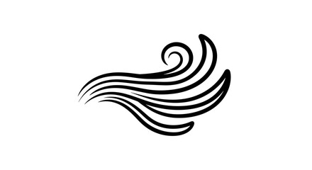 Abstract Swirls of Black Lines on White Background - Elegant Flowing Design