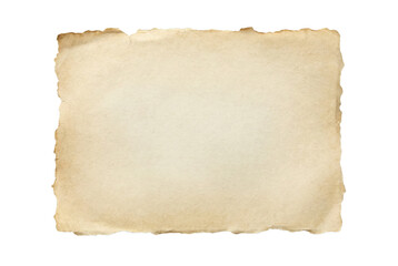 Antique Cream Parchment Paper with Torn Deckle Edges, Vintage Blank Aged Sheet for Ancient Document, isolated on white and transparent background, PNG