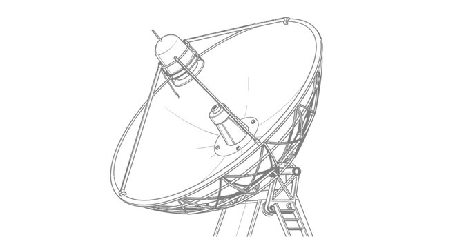 Satellite Dish Antenna - Detailed Technical Drawing, Engineering Blueprint