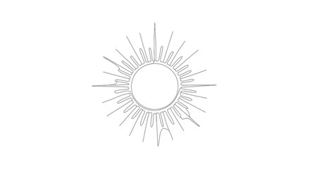Fototapeta premium Minimalist Sunburst Line Art Icon, Abstract Radiant Starburst Symbol, Simple Solar Flare Graphic