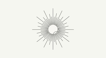 Obraz premium Minimalist Sunburst Graphic Icon, Abstract Starburst Emblem, Geometric Rays Emblem