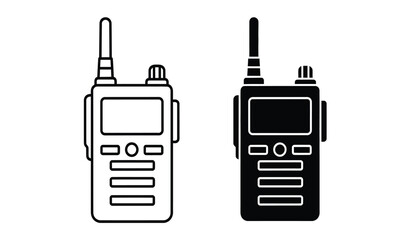Two handheld radios with antennas on isolated for communication purposes © rsvect02