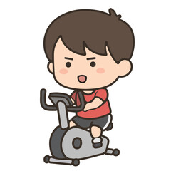 Man Exercising on Stationary Bike