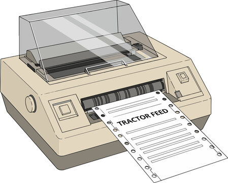 An Old Dot Matrix Printer with Tractor Feed Paper