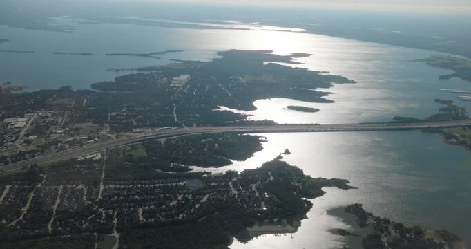 Aerial View of Lewisville Lake Near Dallas Texas in Summer
