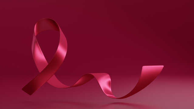 Burgundy Ribbon. Multiple Myeloma Awareness. Horizontal Web Banner, Design template for posters, banners and social networks, infographic. 3d render

