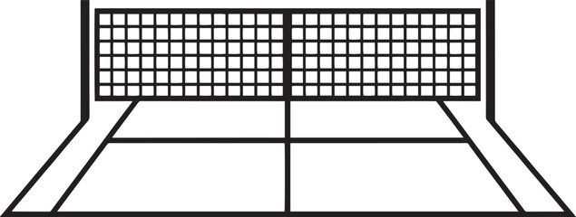 Simple Tennis Court and Net Outline Vector