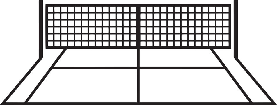 Simple Tennis Court and Net Outline Vector