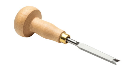 Mushroom-Shaped Wooden Handle Linocut Carving Tool on Transparent Background