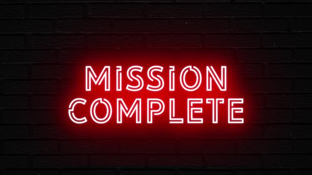 Mission Complete text with neon lines animation,Coming soon text on black background 4k video animation . 